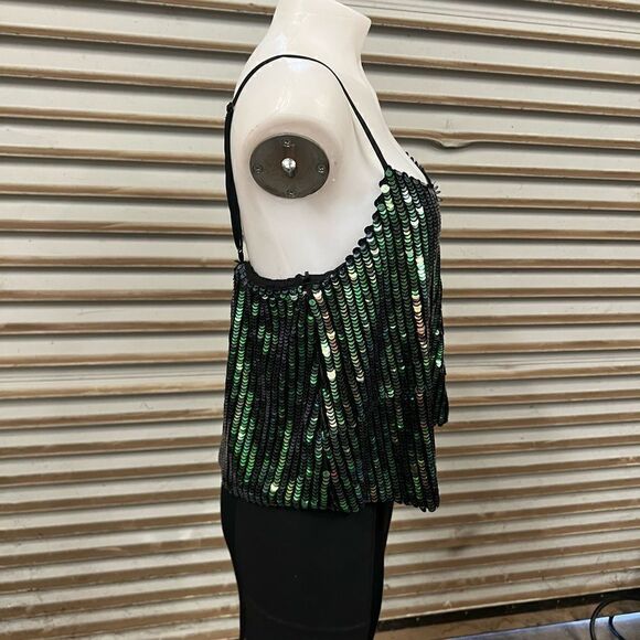 Glamorous woman’s Green scale sequin Cami spaghetti strap top size medium - Picture 4 of 9